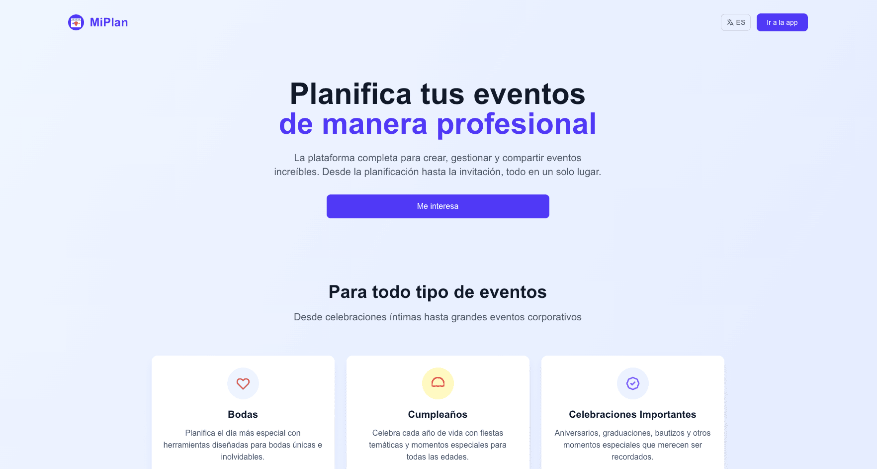 Captura de pantalla de miplan.app